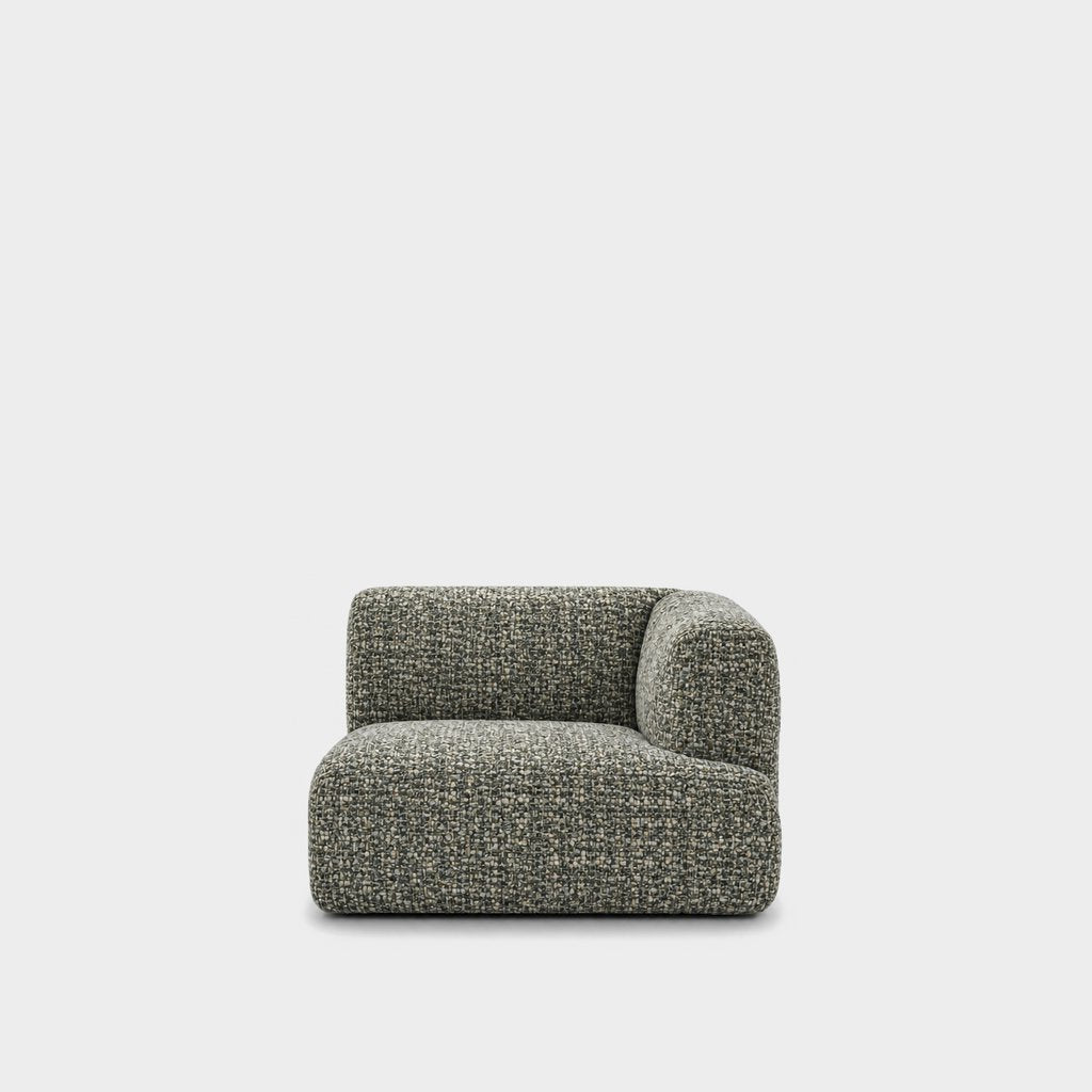 Petra one-arm seat module with right arm in Field Turtle 821A, moss green linen
