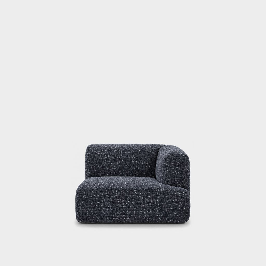 Petra one-arm seat module with right arm in Fig Indigo 82W5, navy blue chenille