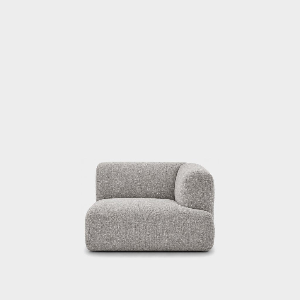Petra one-arm seat module with right arm in Fig Silver 82W2, silver grey chenille