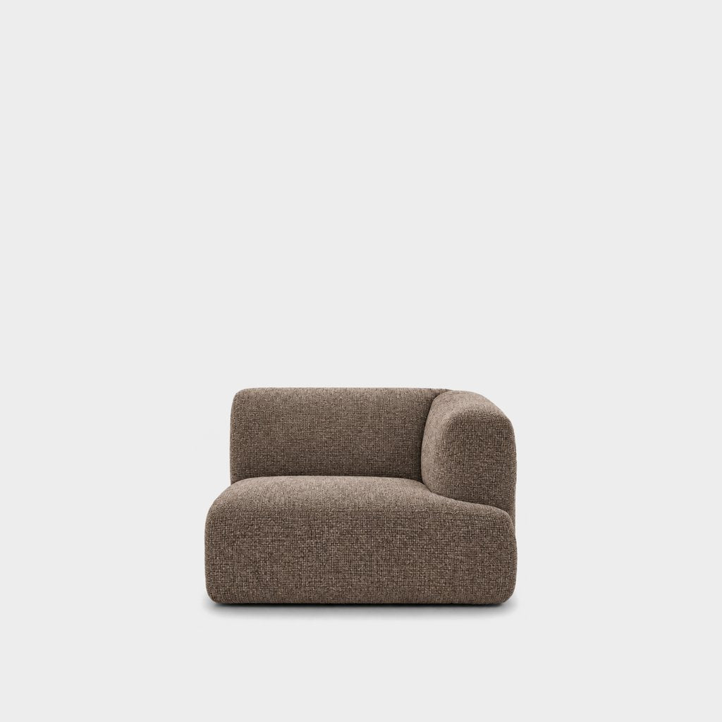 Petra one-arm seat module with right arm in Joyce Taupe 8071, taupe brown chenille