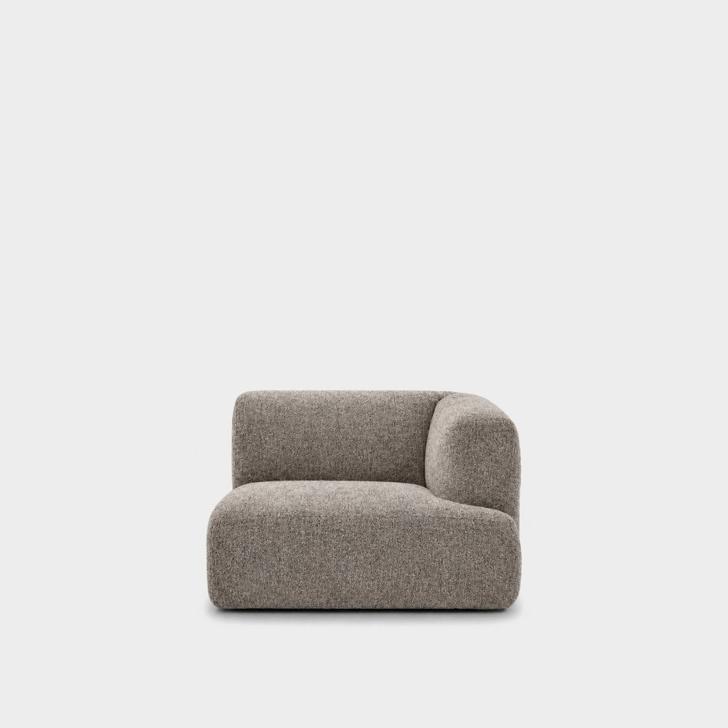 Petra one-arm seat module with right arm in Judy Nickle 7A7D, grey chenille