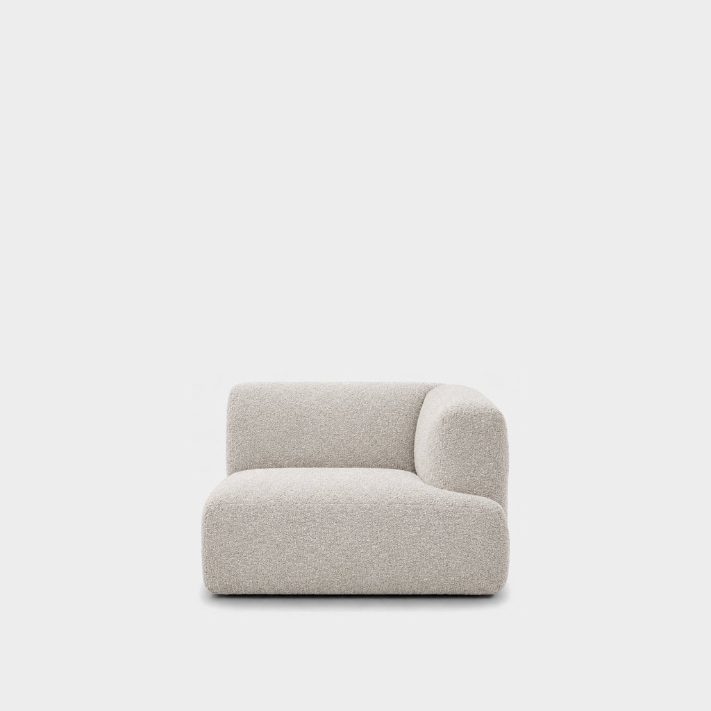 Petra one-arm seat module with right arm in Judy Pearl 7A71, off-white chenille