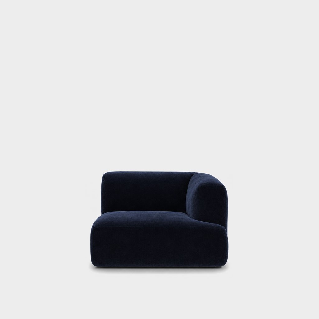 Petra one-arm seat module with right arm in Meg Indigo 6D65, midnight blue velvet