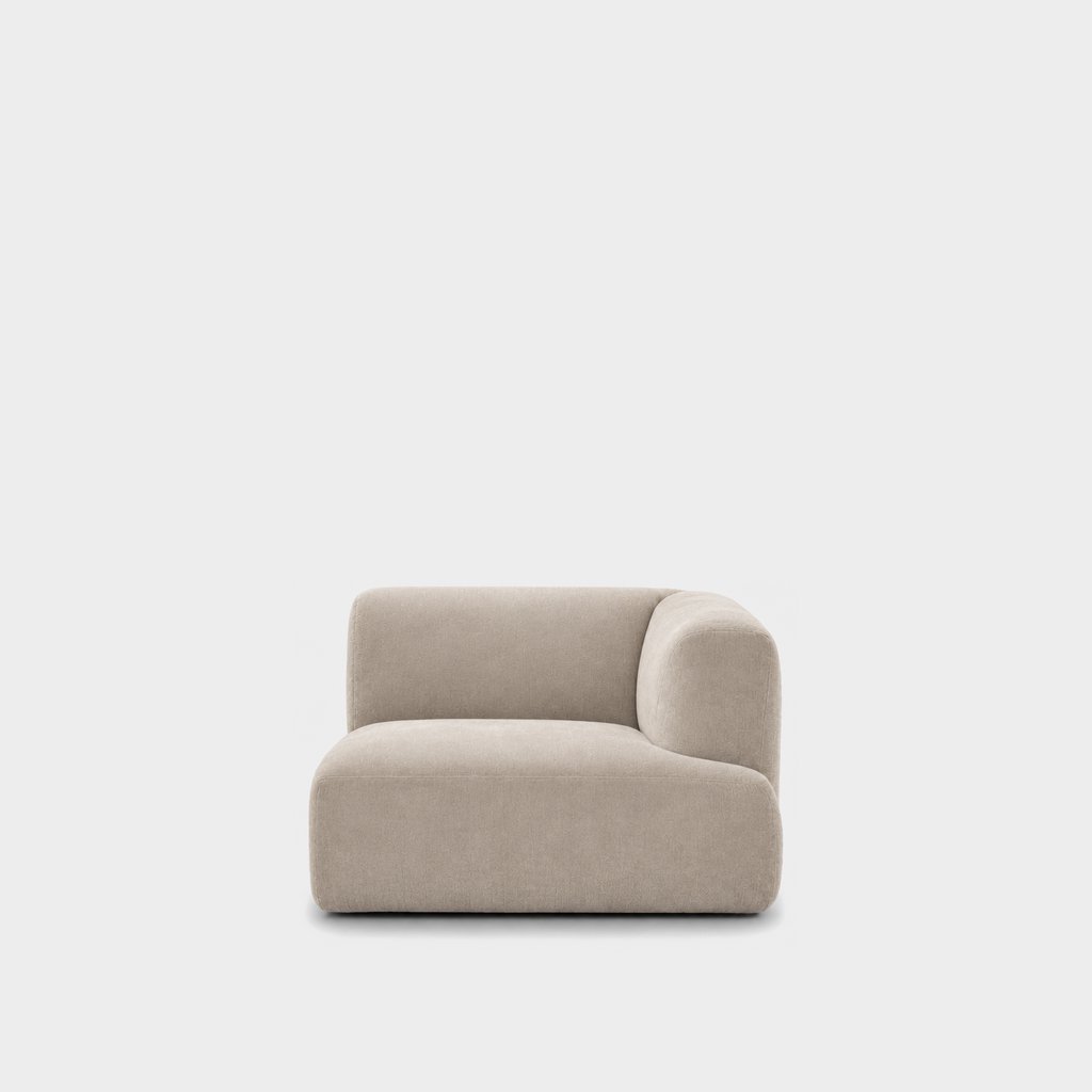 Petra one-arm seat module with right arm in Meg Shell 6D67, ivory velvet