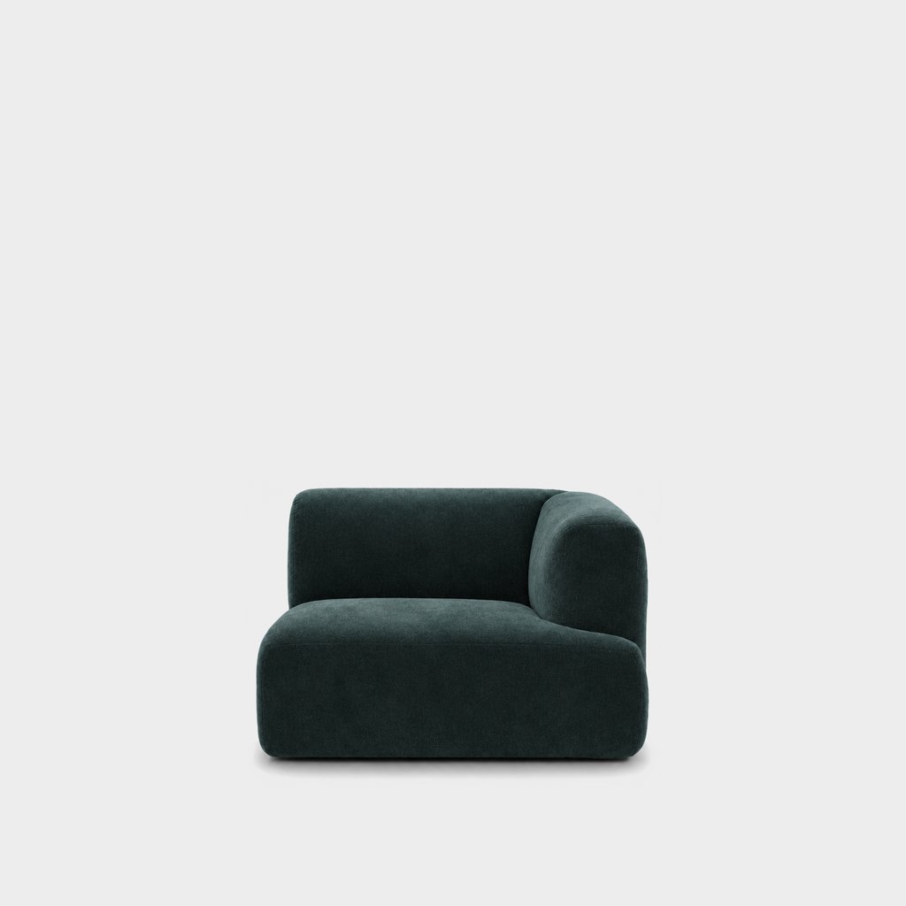 Petra one-arm seat module with right arm in Meg Teal 6D6C, dark teal velvet