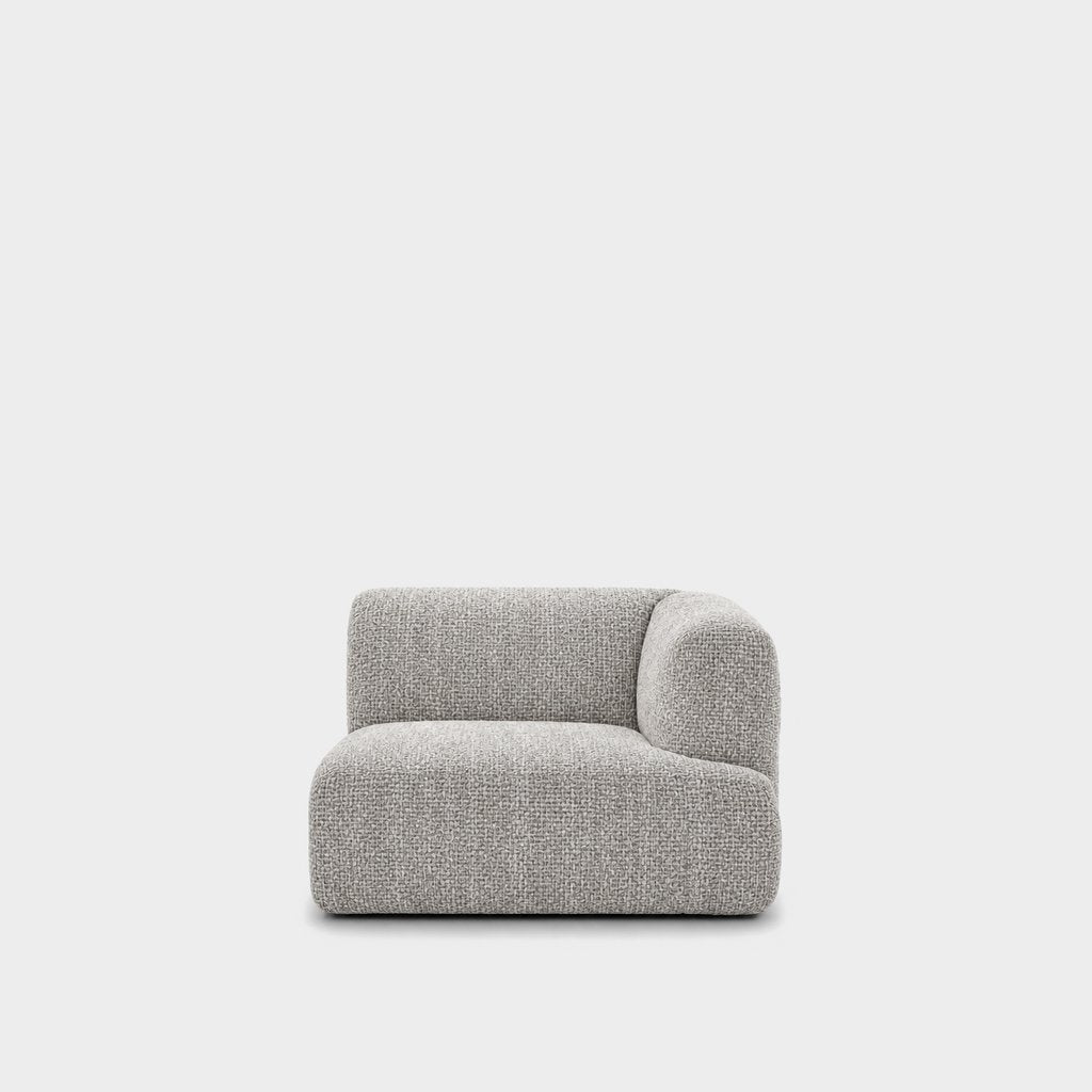 Petra one-arm seat module with right arm in Noha Mist 82Y1, light grey linen