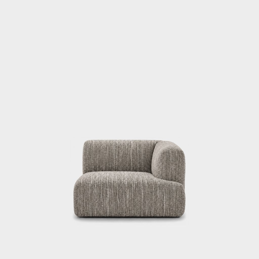 Petra one-arm seat module with right arm in Petra Nickle 8065, grey chenille
