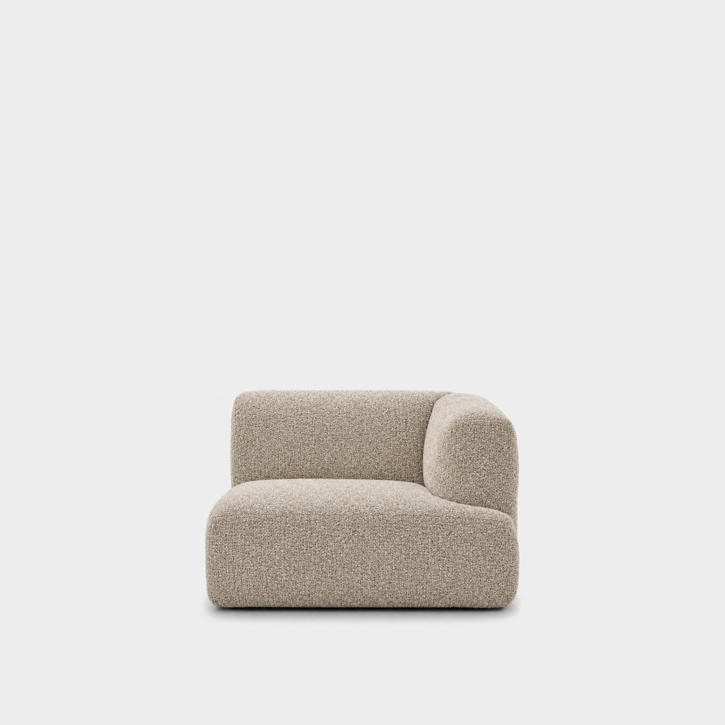 Petra one-arm seat module with right arm in Rhythm Beige 81R5, beige boucle