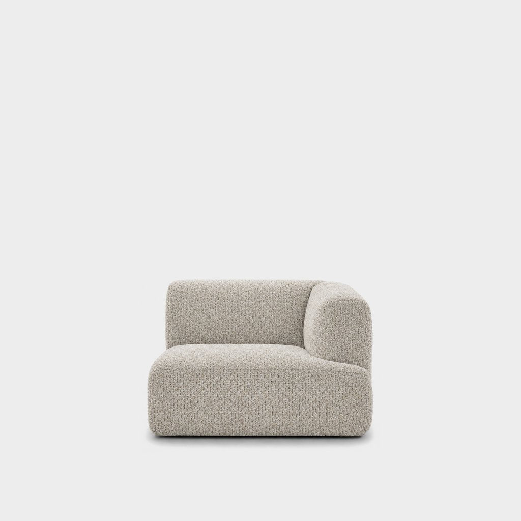 Petra one-arm seat module with right arm in Rhythm Natural 81R7, natural beige boucle