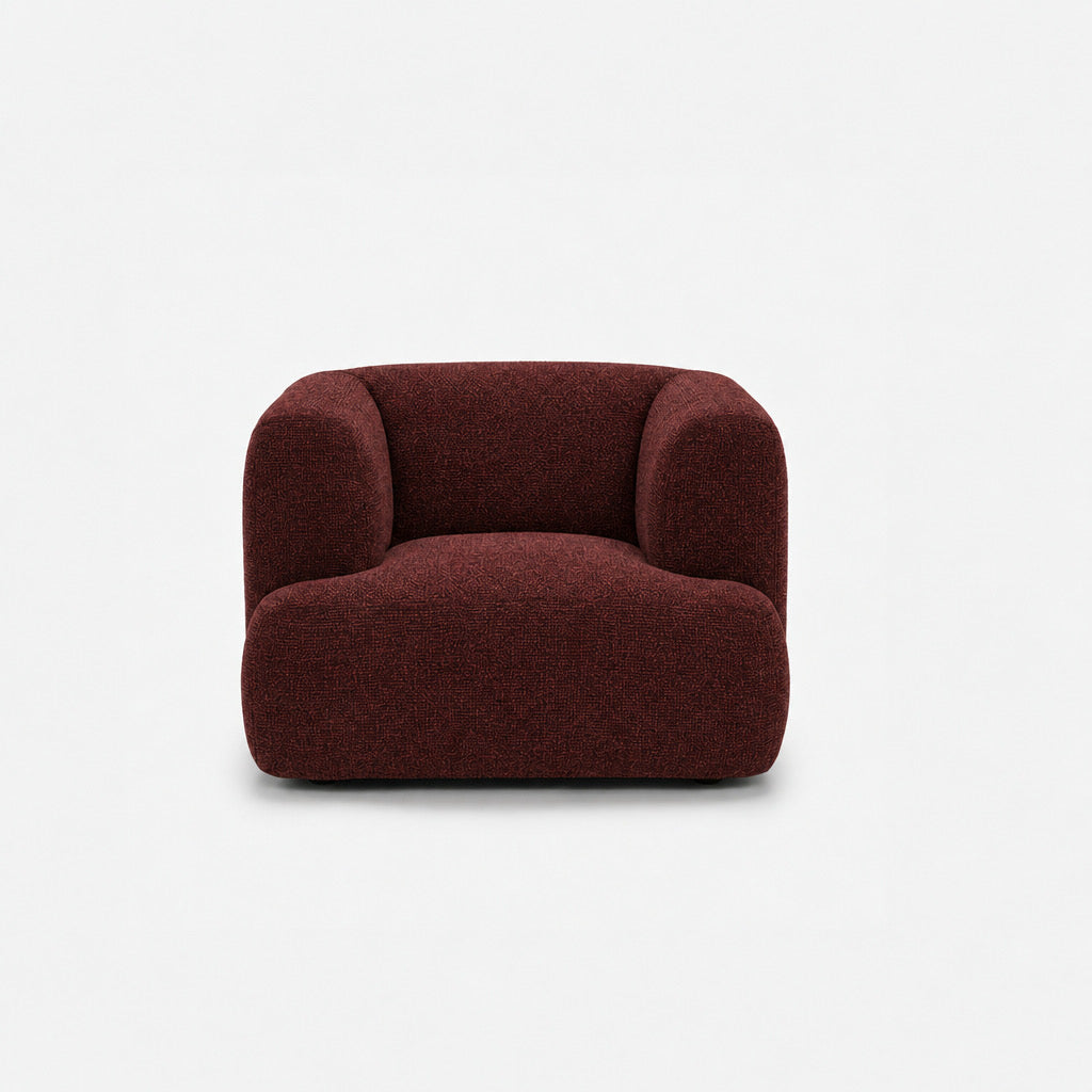 Petra single seater fabric sofa in 2738 Wine 7F62, wine red chenille