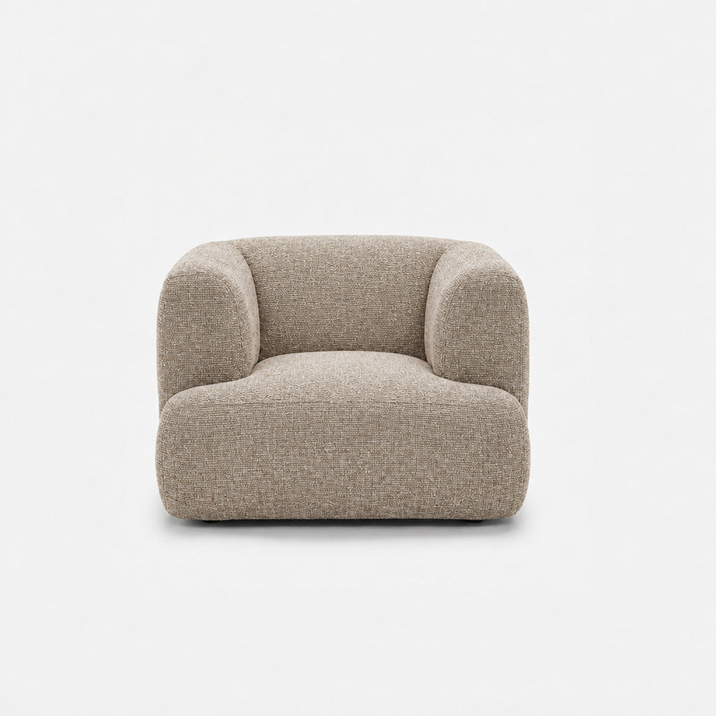 Petra single seater fabric sofa in A3609 Latte 7F42, latte beige chenille