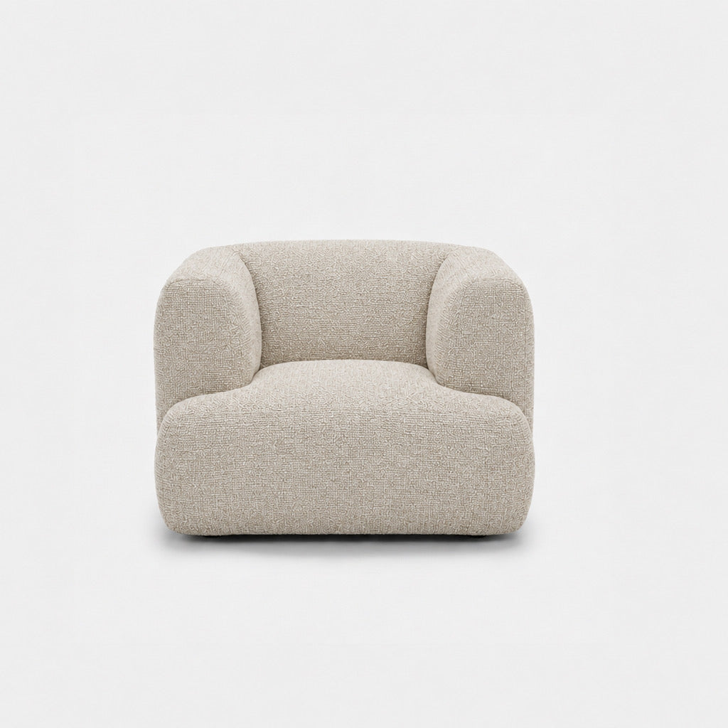 Petra single seater fabric sofa in A3609 Whisper White 7F41, off-white chenille