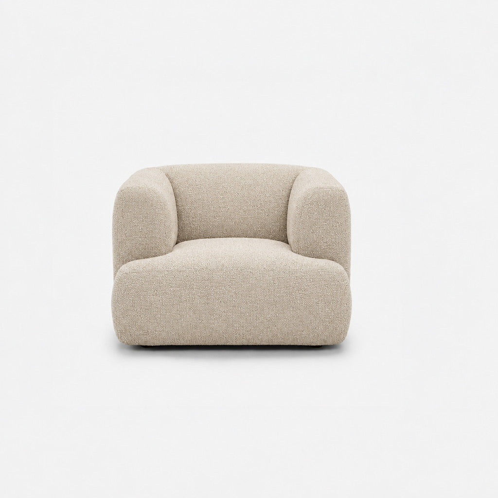 Petra single seater fabric sofa in Amisha Shell 6JS4, light beige boucle