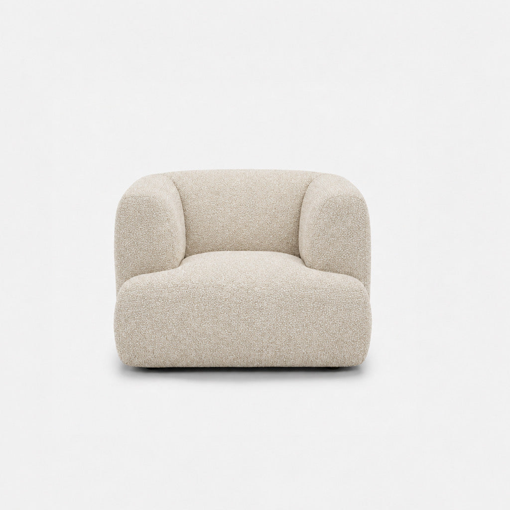 Petra single seater fabric sofa in Antwerp Cream 80C1, cream boucle