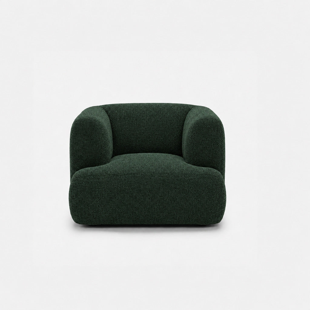 Petra single seater fabric sofa in Antwerp Forest Green 80C8, forest green boucle