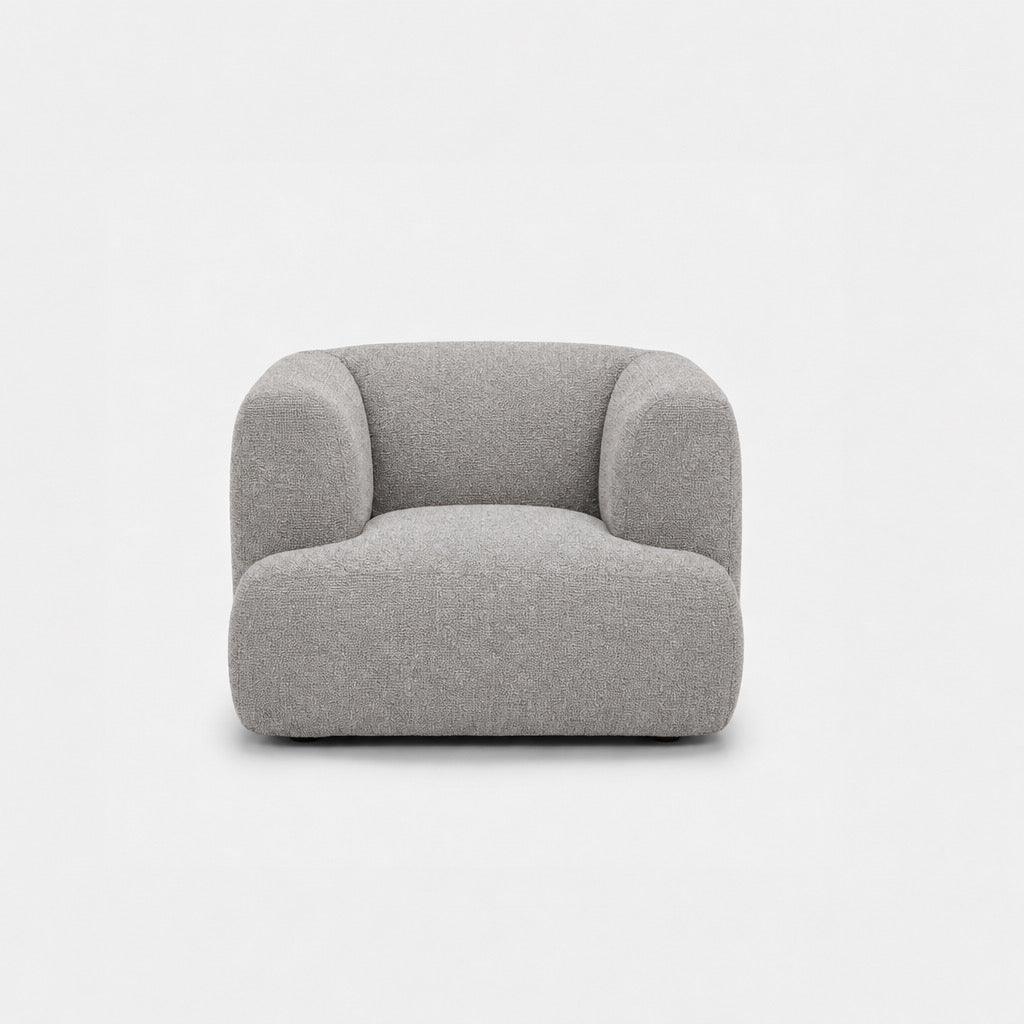 Petra single seater fabric sofa in Antwerp Silver 80CB, light grey boucle