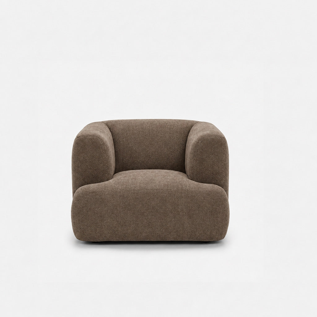 Petra single seater fabric sofa in Azures Desert 6L87, taupe chenille