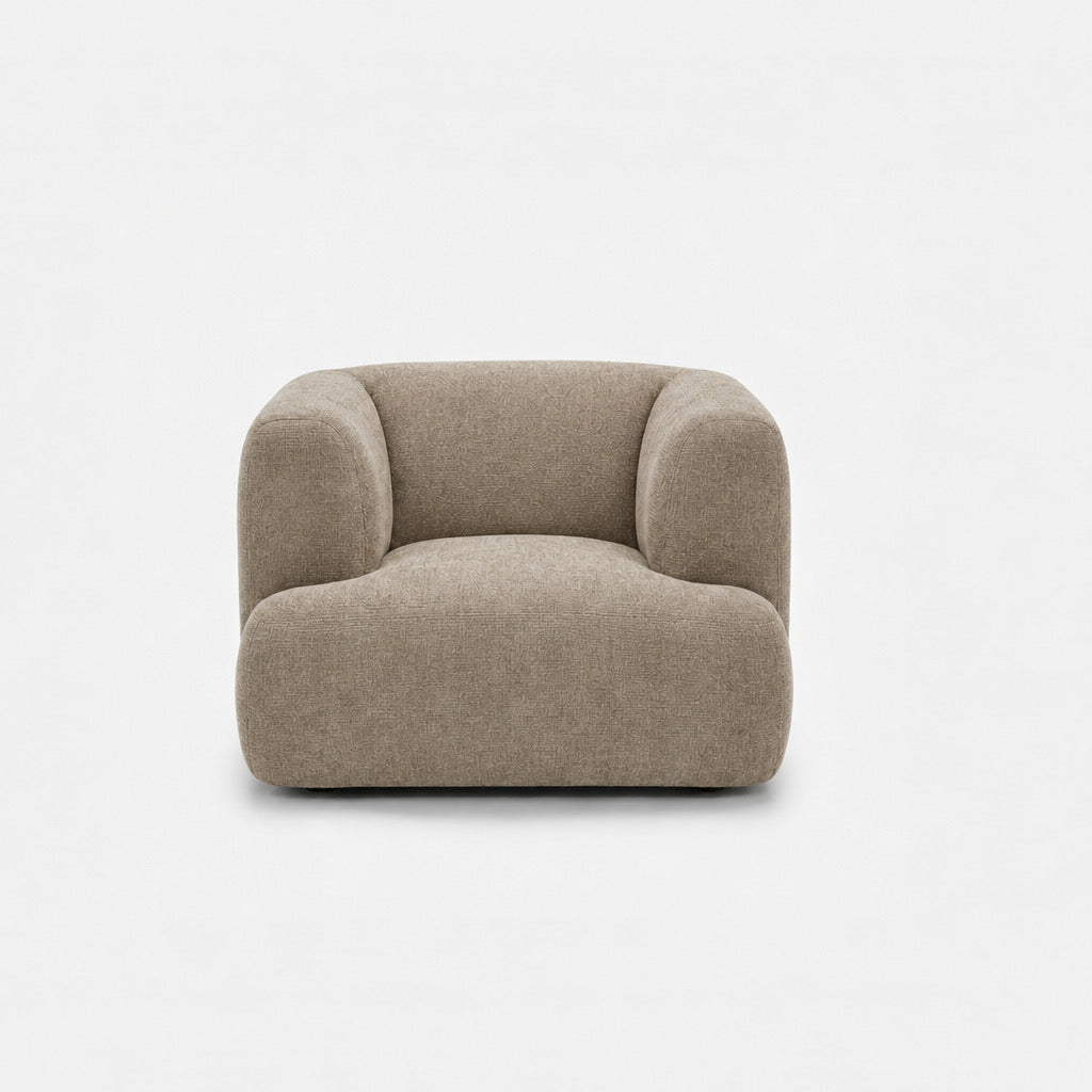 Petra single seater fabric sofa in Azures Khaki 6L85, beige chenille