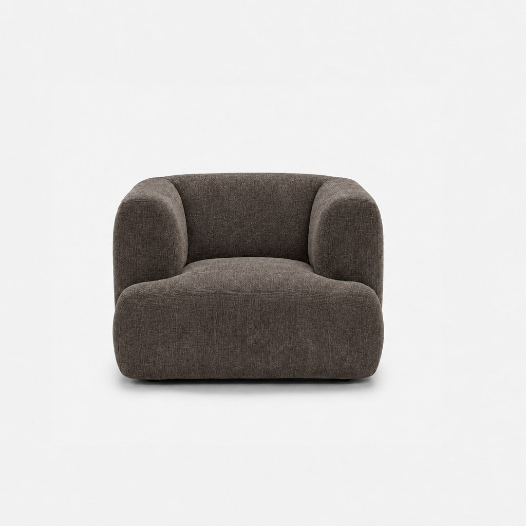 Petra single seater fabric sofa in Azures Nickle 6L8B, charcoal grey chenille