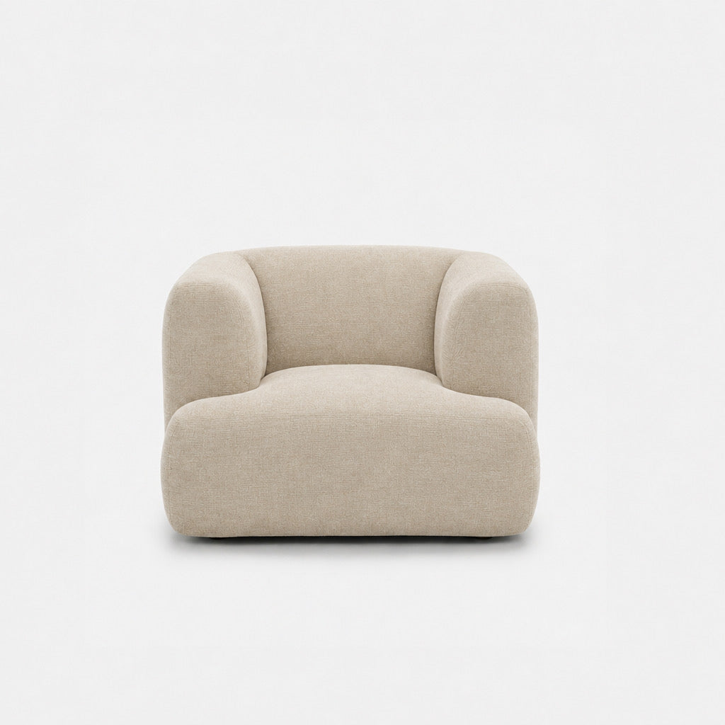 Petra single seater fabric sofa in Cheers Cream 7A04, cream chenille
