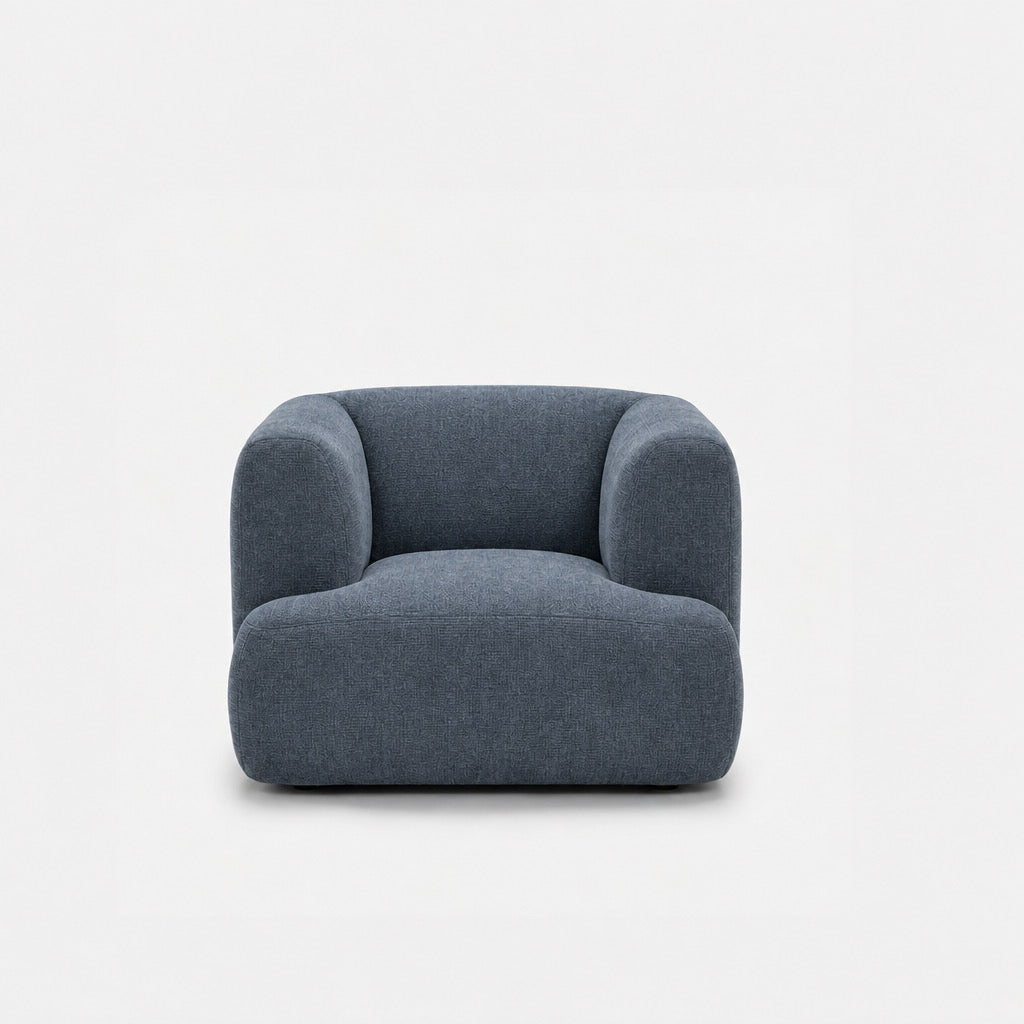 Petra single seater fabric sofa in Cheers Ocean Blue 7A05, dusty blue chenille