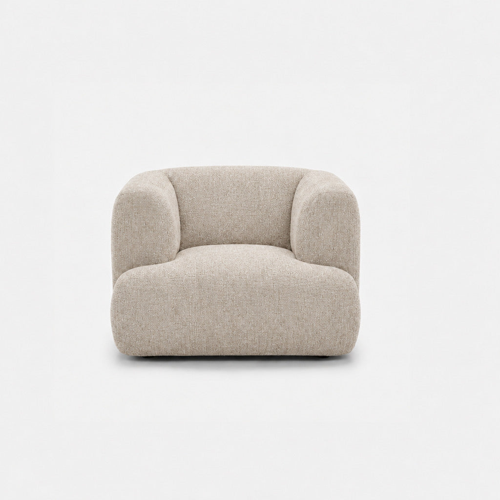 Petra single seater fabric sofa in Petra Cream 8063, cream chenille