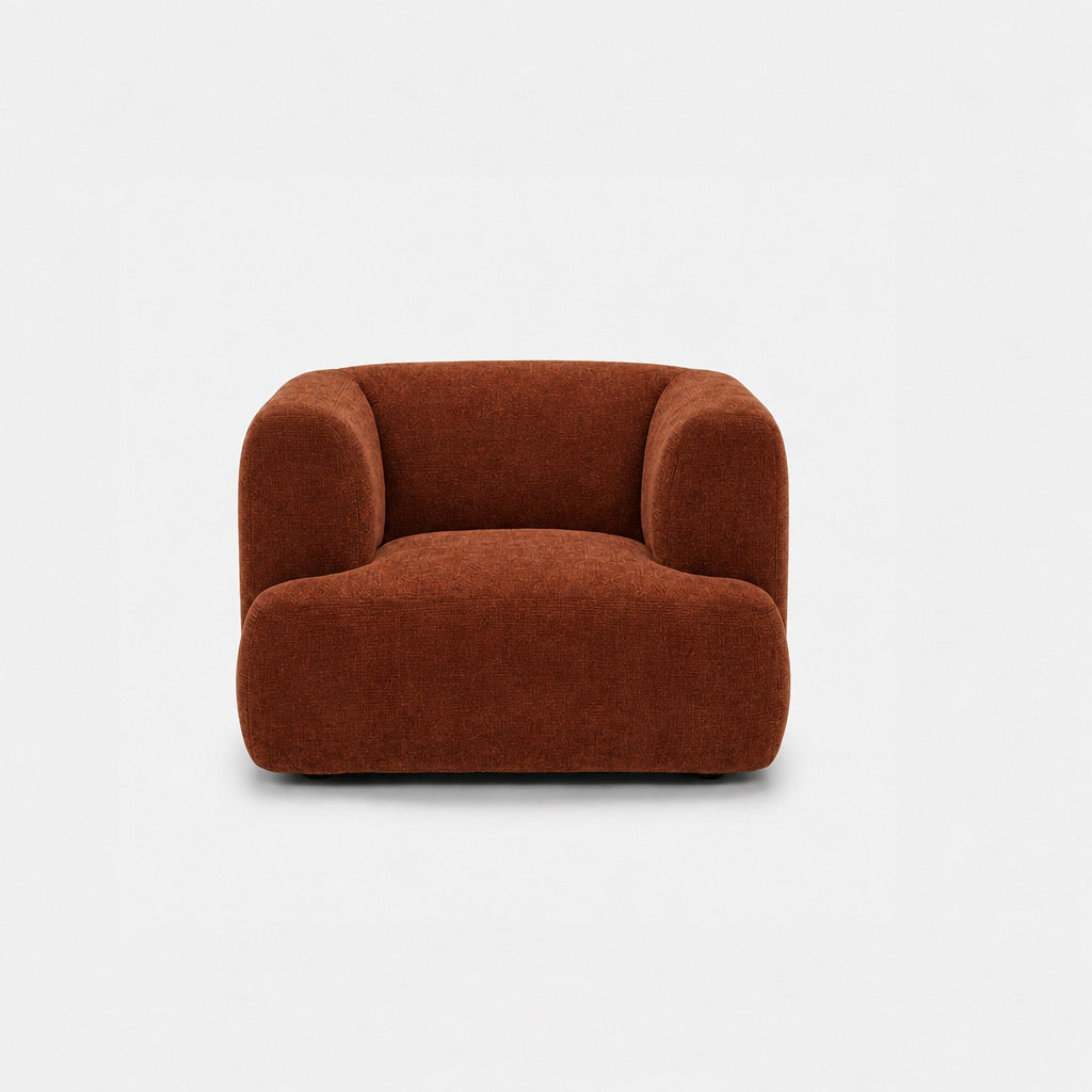 Petra single seater fabric sofa in Danny A Caramel 6EQK, burnt orange chenille