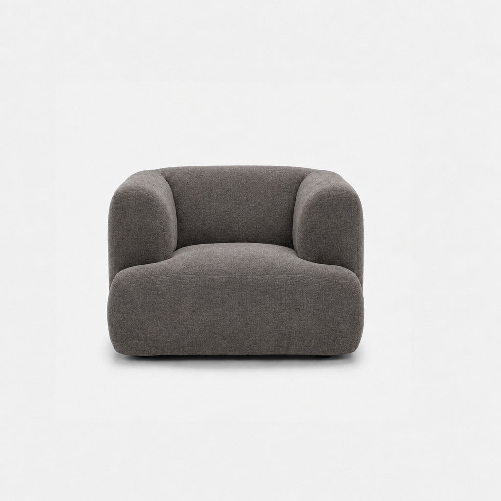 Petra single seater fabric sofa in Danny A Graphite 6EQL, graphite grey chenille