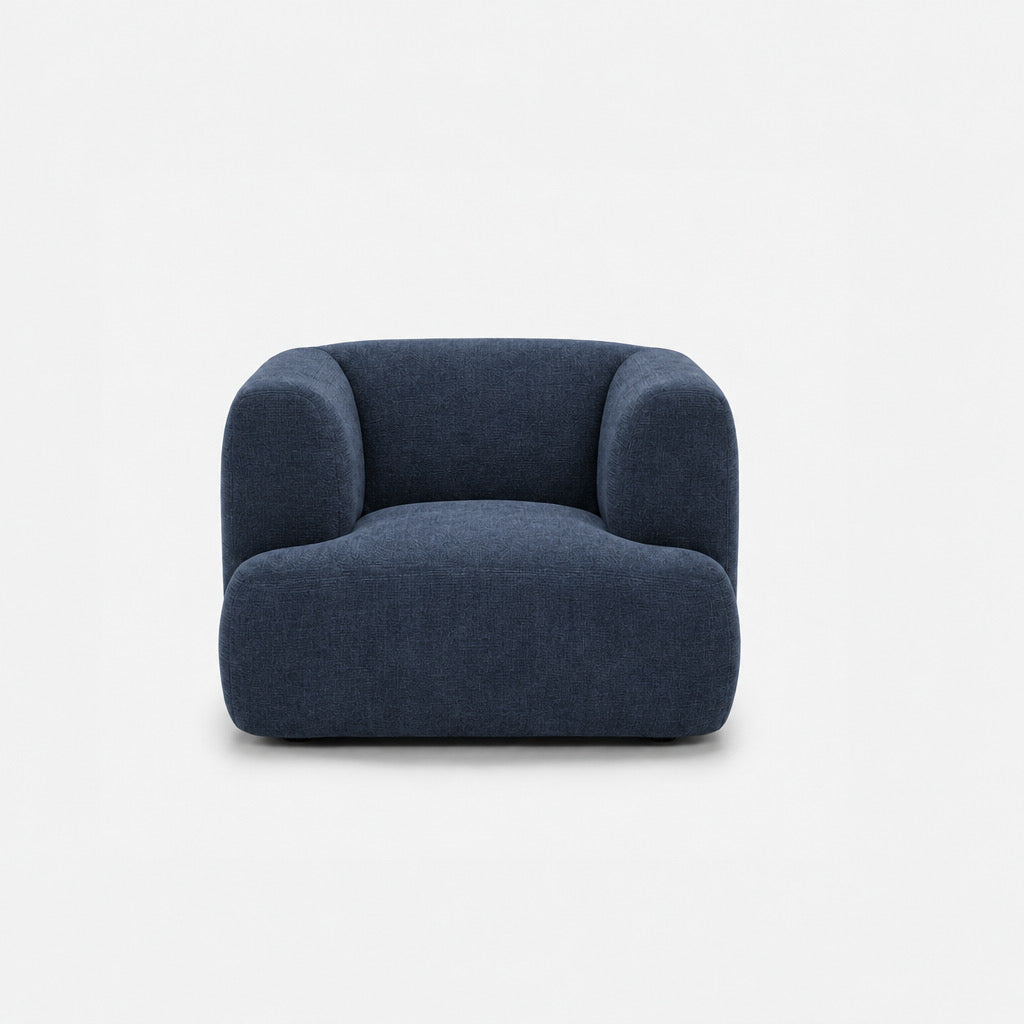 Petra single seater fabric sofa in Danny A Ocean Blue 6EQ6, navy blue chenille