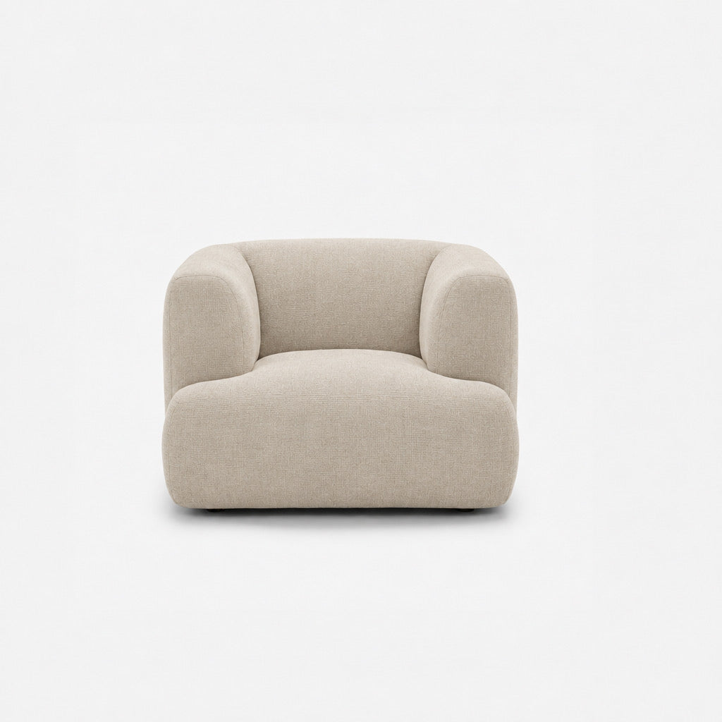 Petra single seater fabric sofa in Danny A Shell 6EQ2, off-white chenille