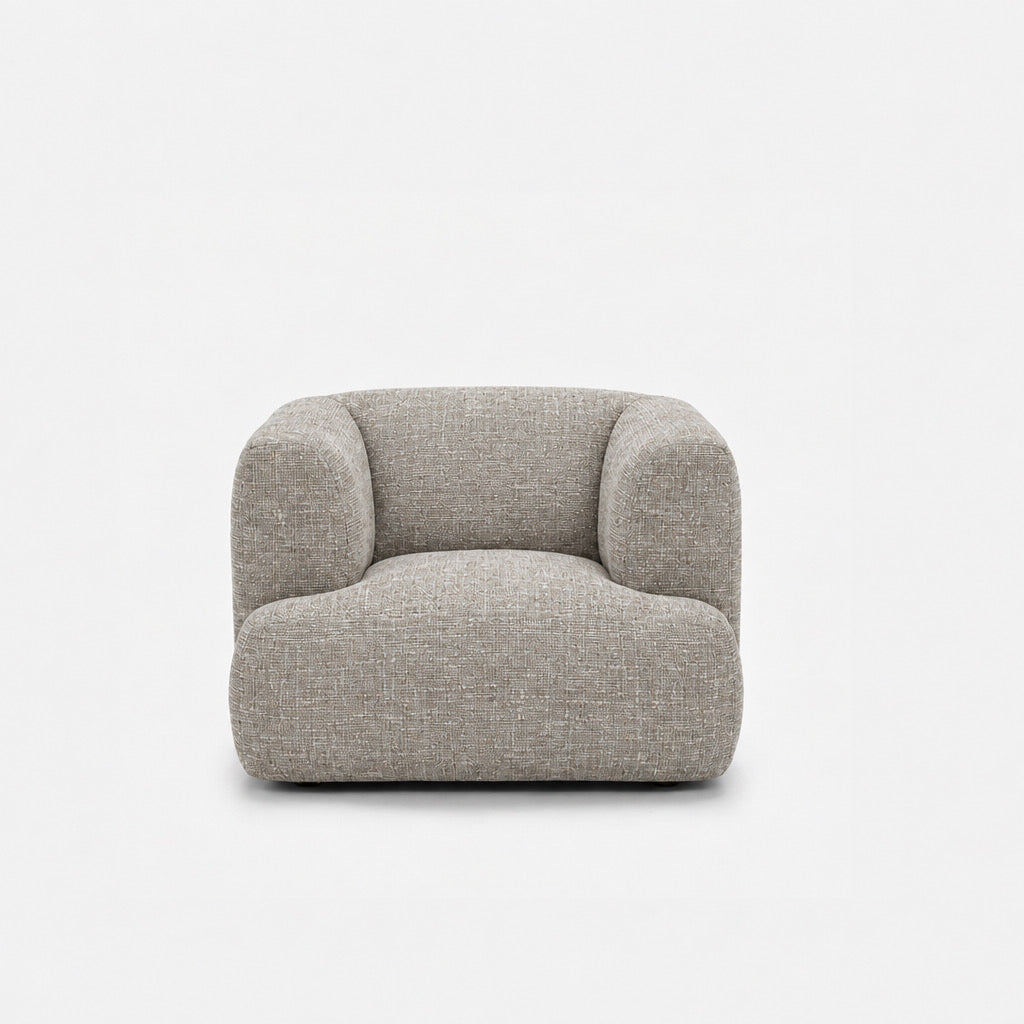 Petra single seater fabric sofa in Field Herb 8213, sage grey linen
