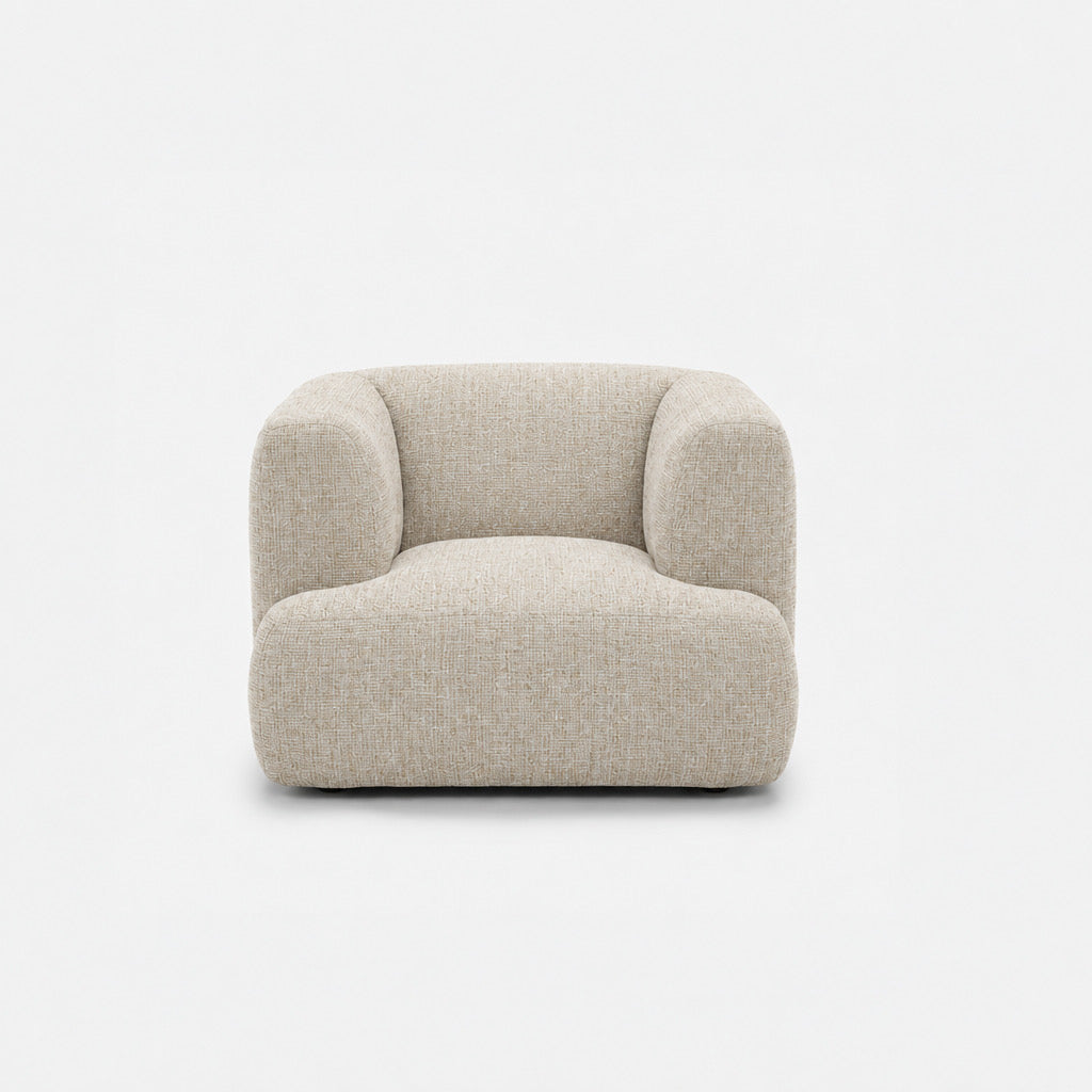 Petra single seater fabric sofa in Field Natural 8214, off-white linen