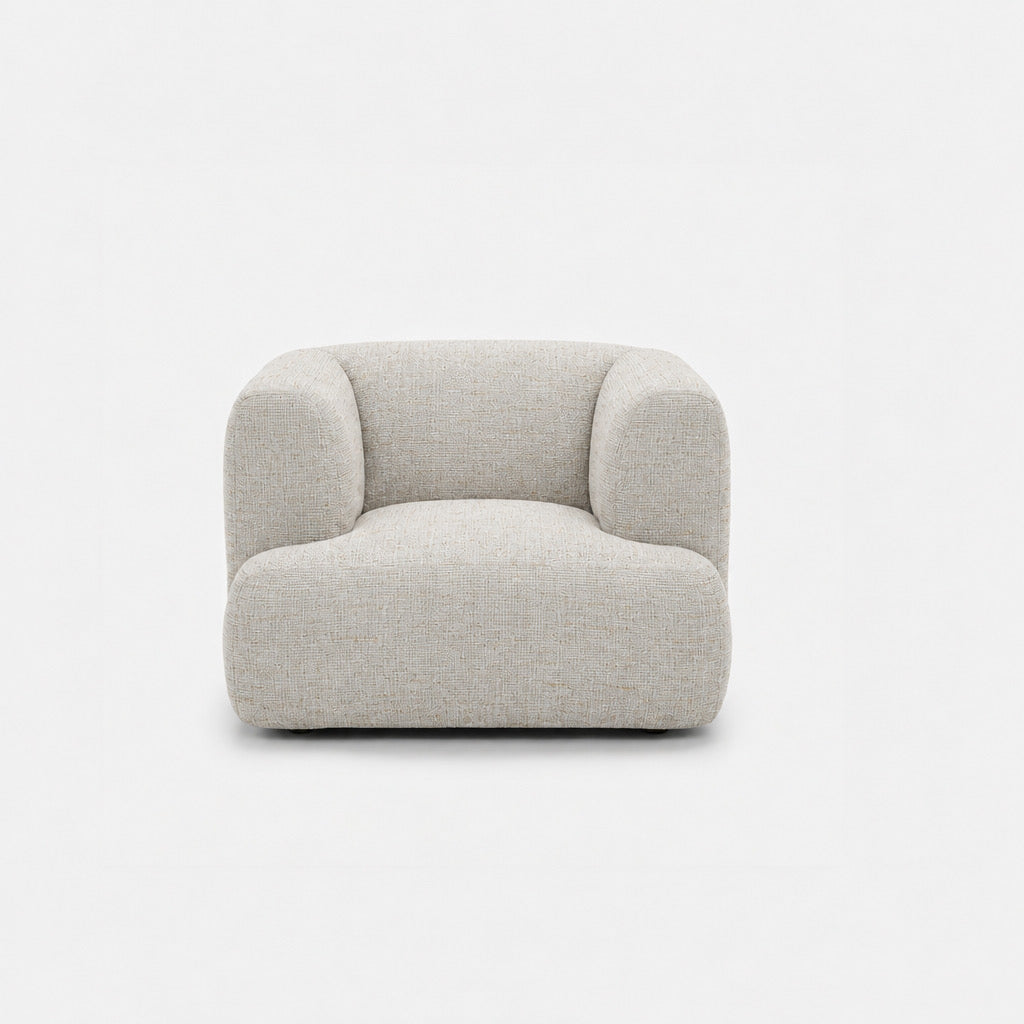 Petra single seater fabric sofa in Field Shell 8211, off-white linen