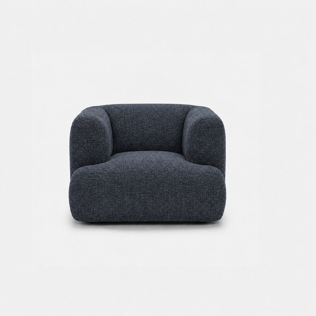 Petra single seater fabric sofa in Fig Indigo 82W5, navy blue chenille