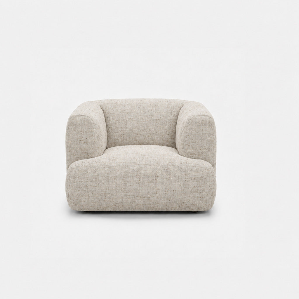 Petra single seater fabric sofa in Glowy Cream 81N1, cream linen