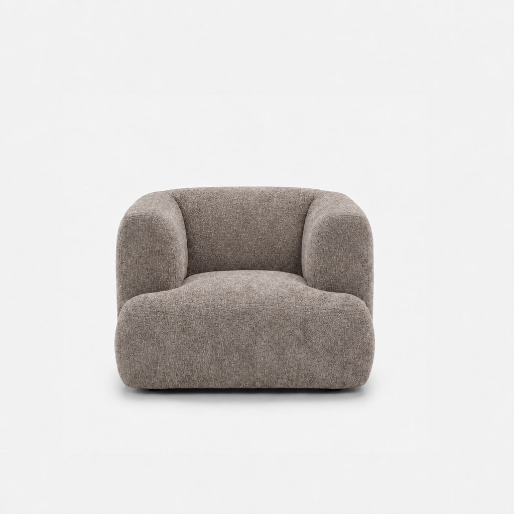 Petra single seater fabric sofa in Judy Nickle 7A7D, grey chenille