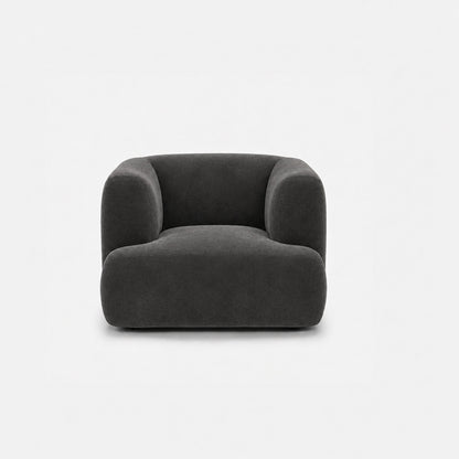 Petra single seater fabric sofa in Meg Charcoal 6D6D, charcoal grey velvet