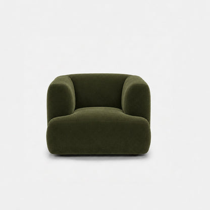 Petra single seater fabric sofa in Meg Emerald 6D6K, olive green velvet