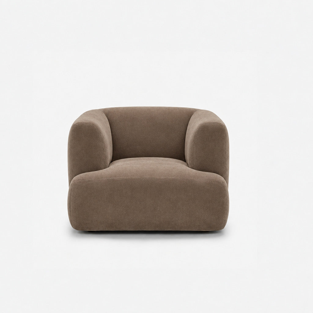 Petra single seater fabric sofa in Meg Khaki 6D62, khaki brown velvet