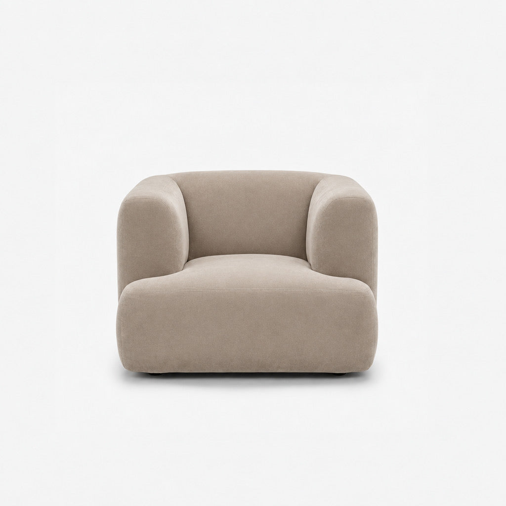 Petra single seater fabric sofa in Meg Shell 6D67, ivory velvet