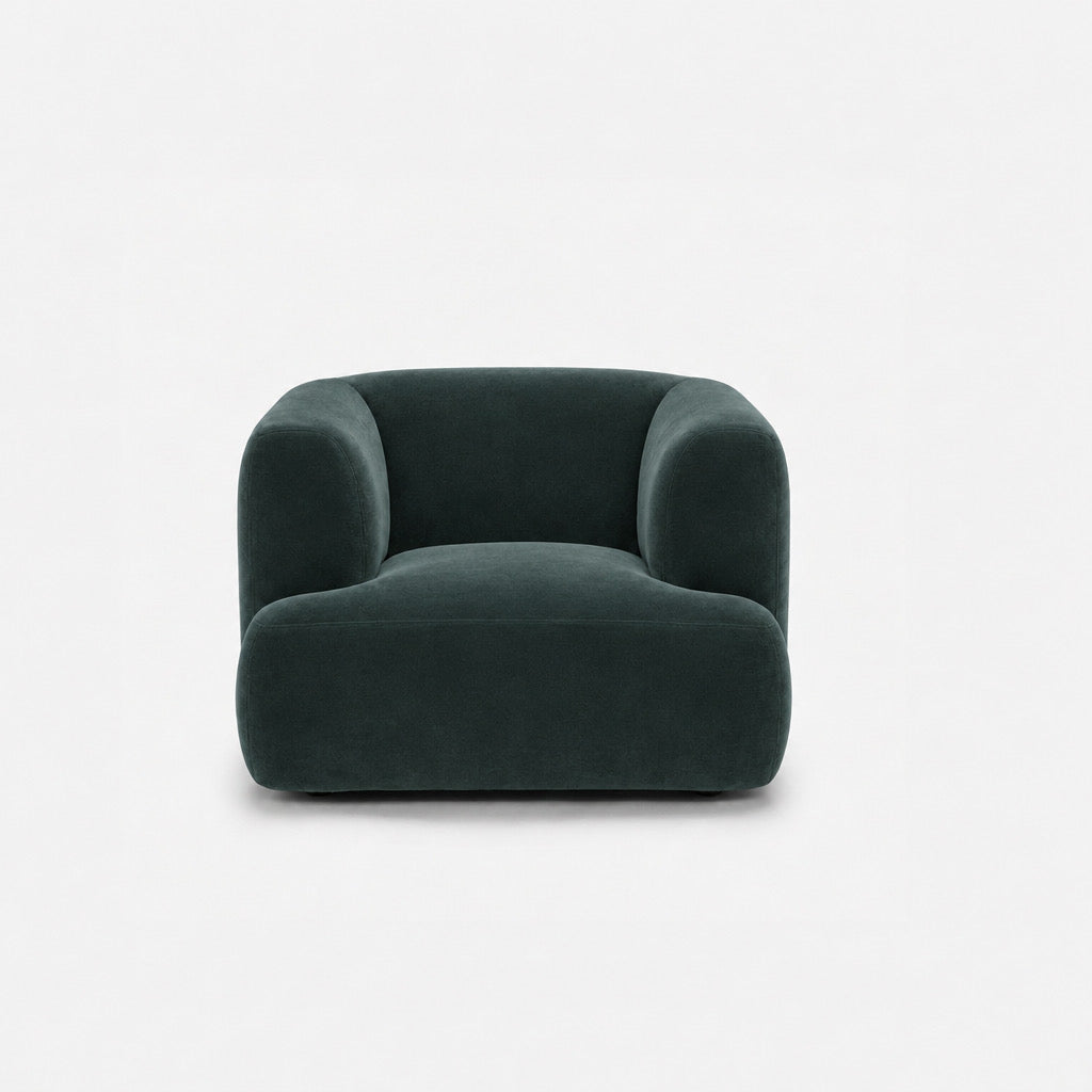 Petra single seater fabric sofa in Meg Teal 6D6C, dark teal velvet