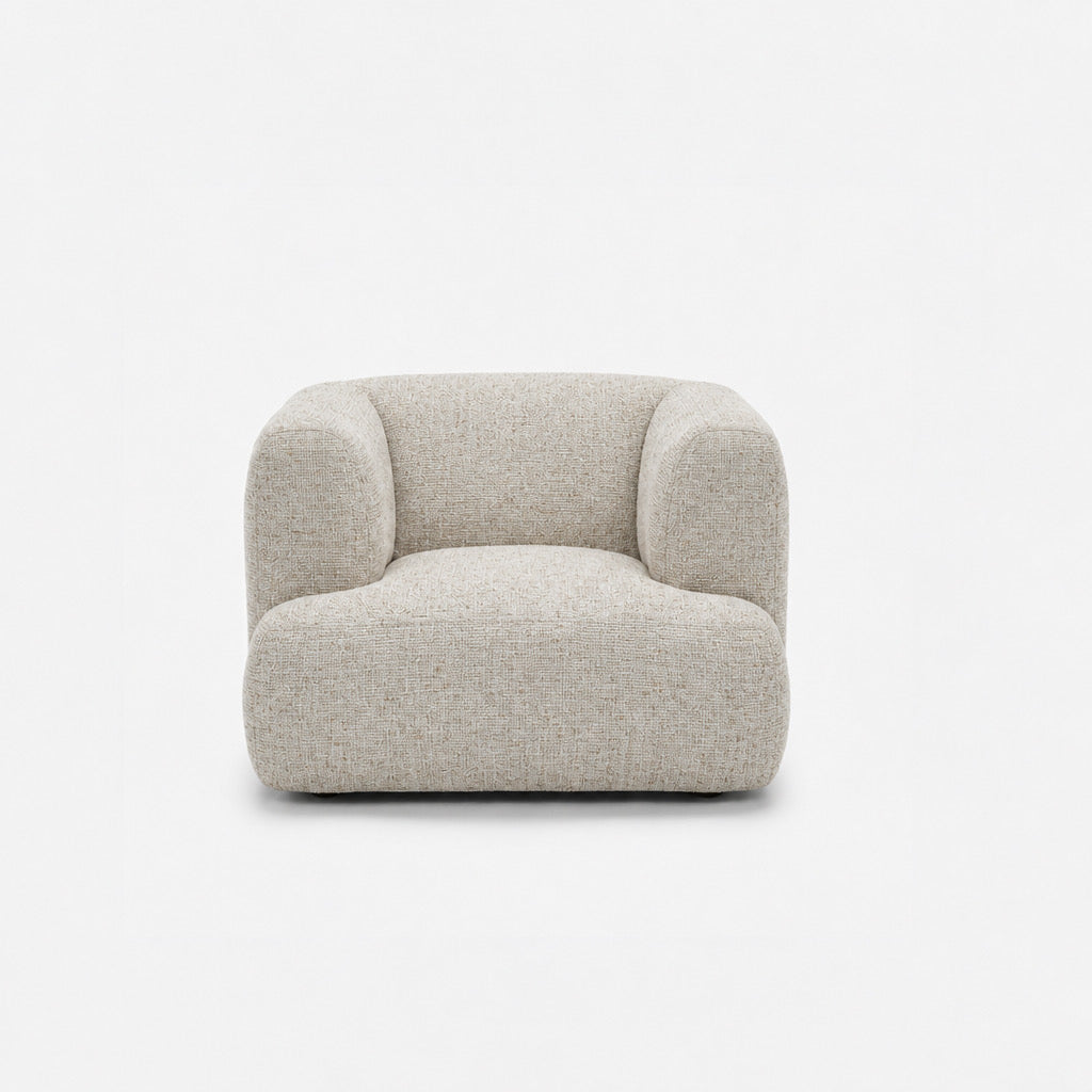 Petra single seater fabric sofa in Noha Natural 82Y3, natural beige linen