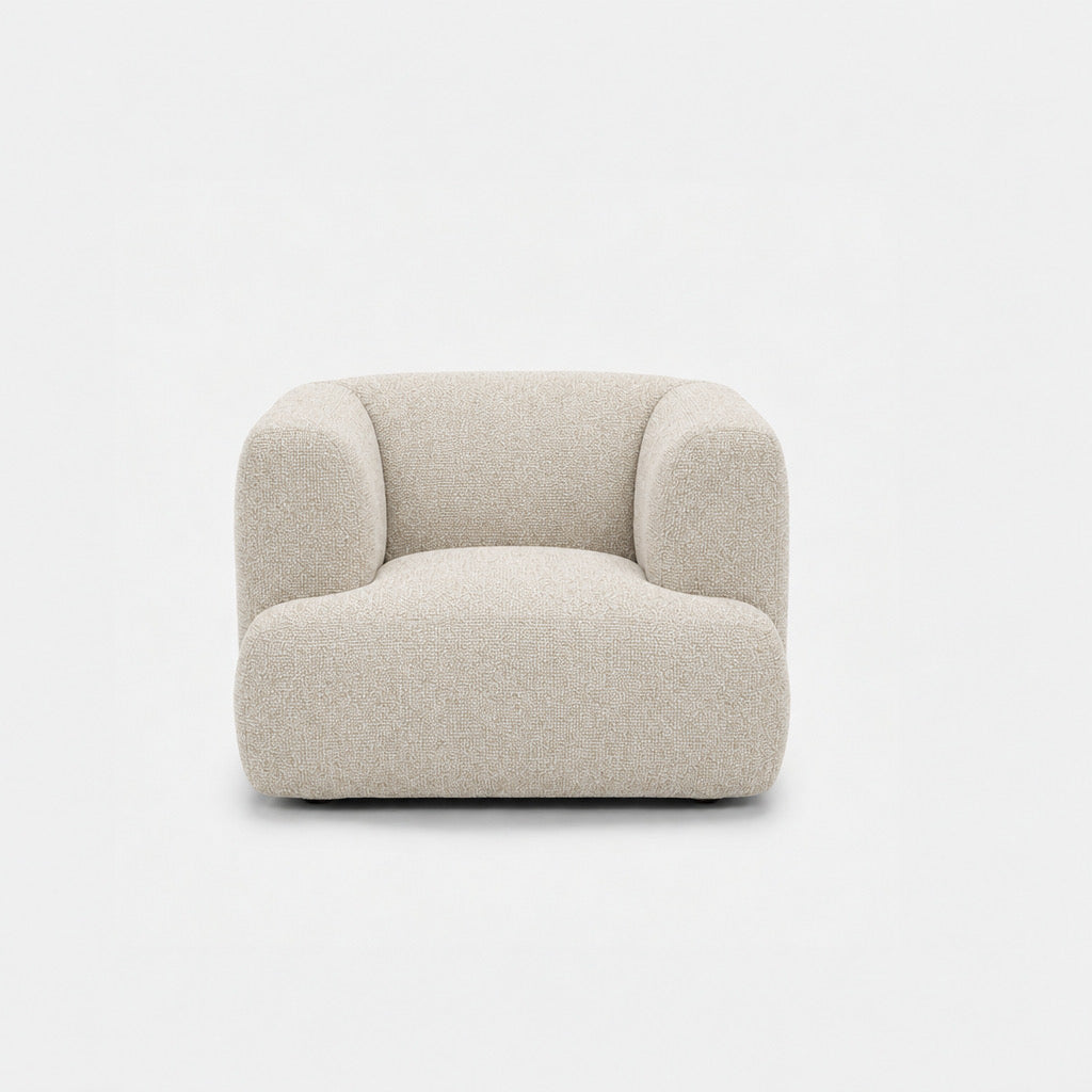 Petra single seater fabric sofa in Rhythm Ecru 81R1, ecru boucle