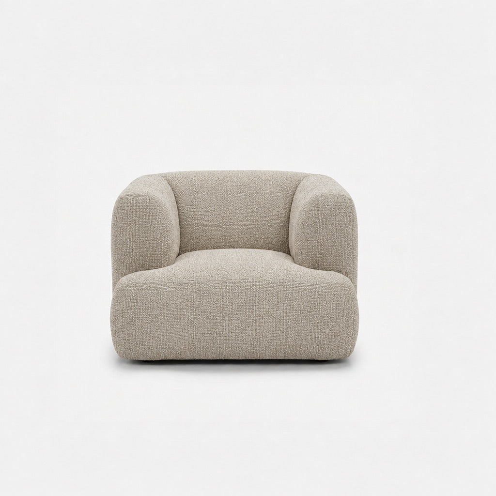 Petra single seater fabric sofa in Rhythm Natural 81R7, natural beige boucle