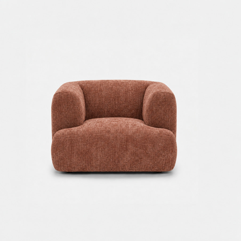 Petra single seater fabric sofa in Petra Rosey 8061, dusty rose pink chenille