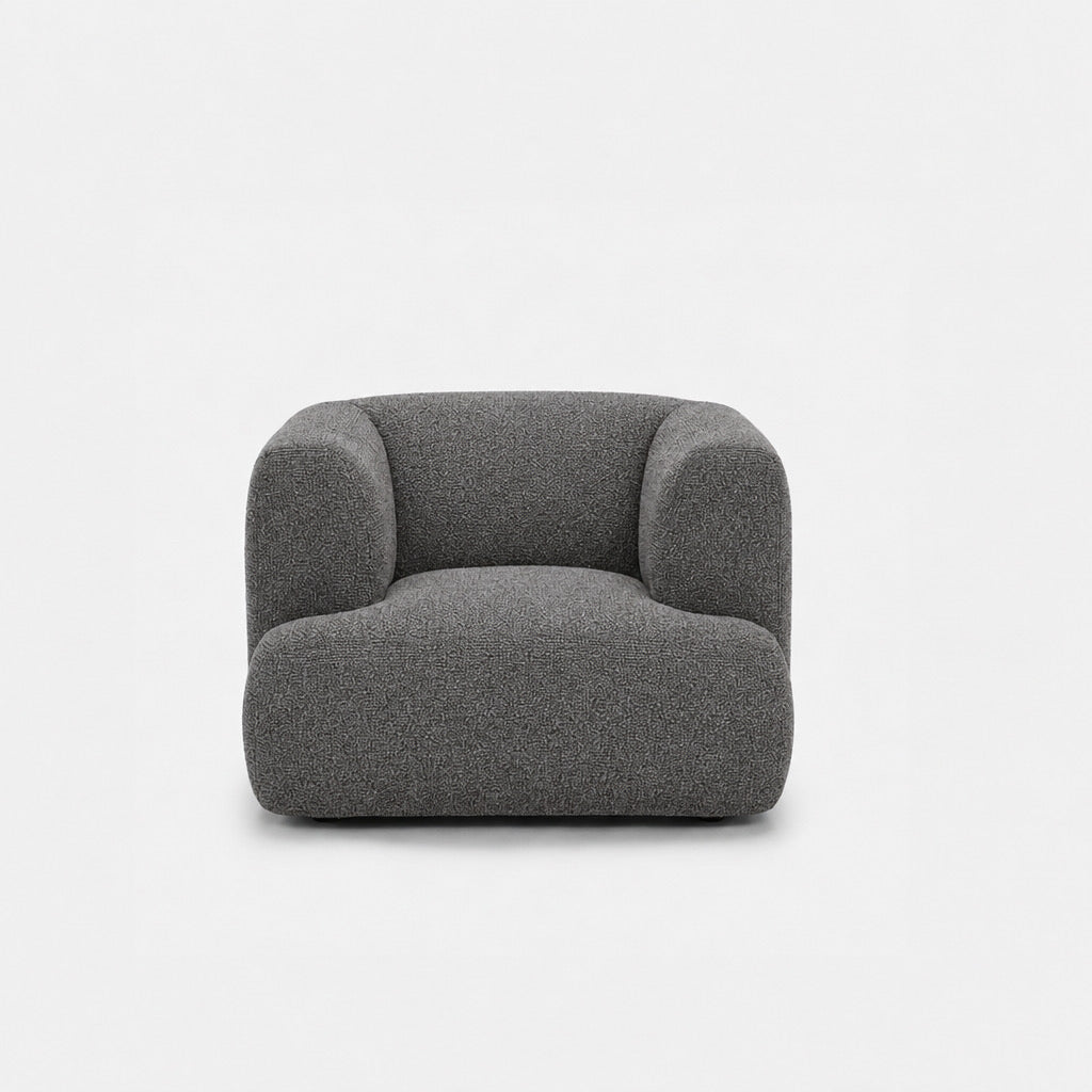 Petra single seater fabric sofa in Vista Charcoal 81HB, charcoal grey boucle