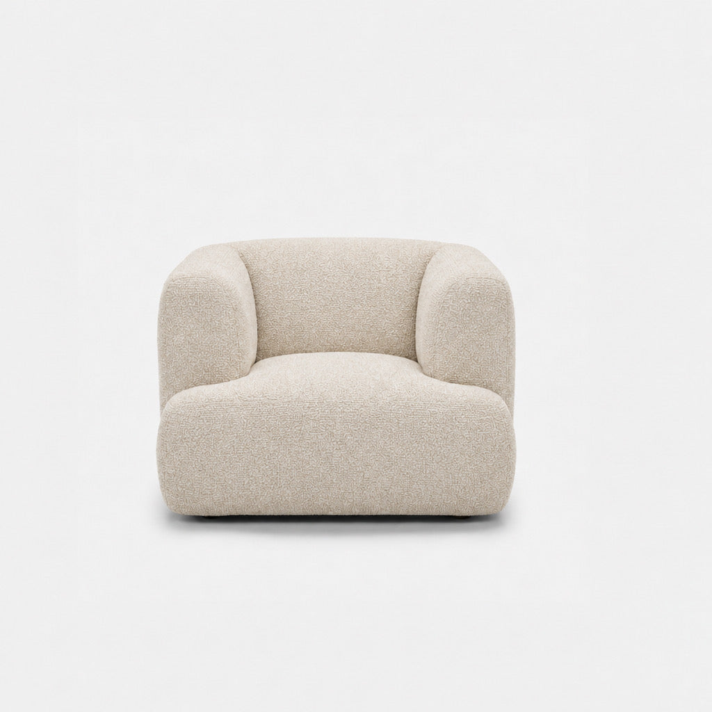 Petra single seater fabric sofa in Vista Cream 81H1, cream boucle