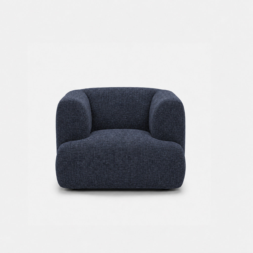 Petra single seater fabric sofa in Wandy Indigo 8081, navy blue chenille