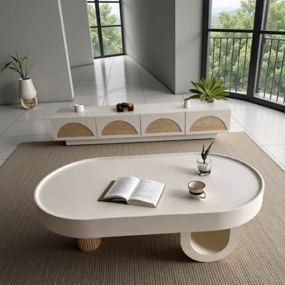 Cream Pine Wood Coffee Table