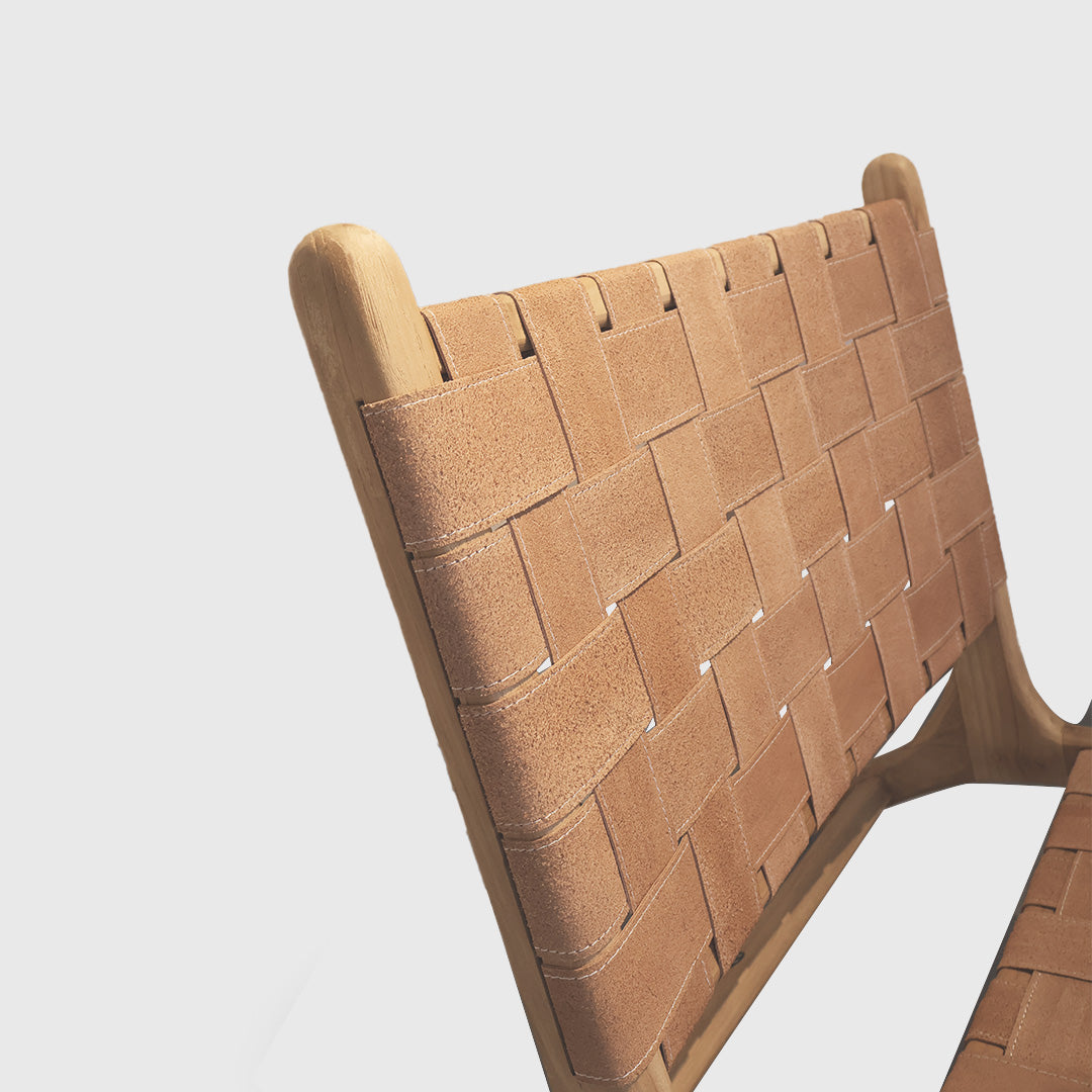 Strap Lounge Chair Light Brown Suede